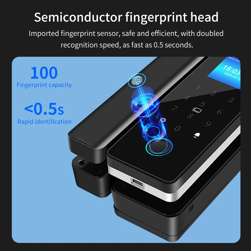 Serrure de porte marketen verre étanche Tuya Andrea Control, empreinte digitale intelligente, carte Bluetooth RFID, serrure électronique