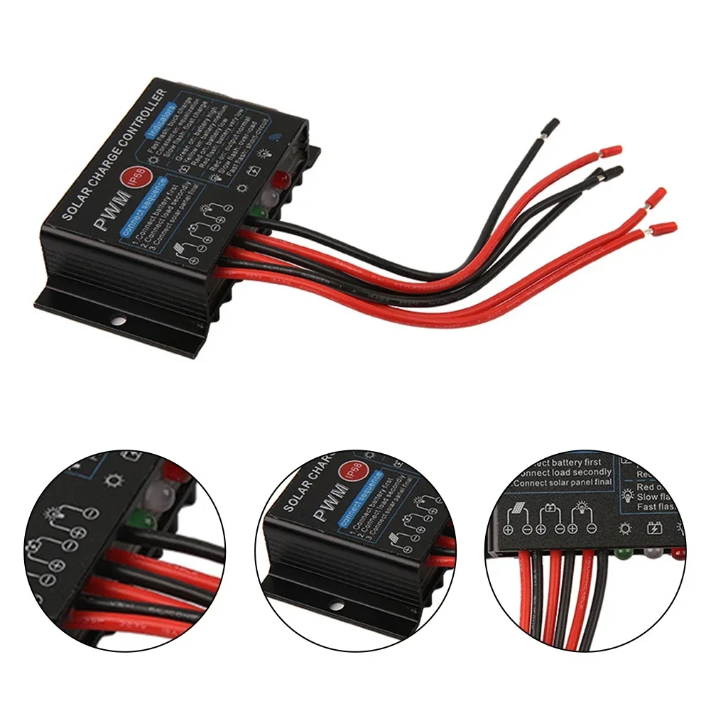 20A IP68 Waterproof PWM Solar Charge Controller 12V 24V 24 Hour Load Discharging Solar Panel Battery Regulator Home Tools
