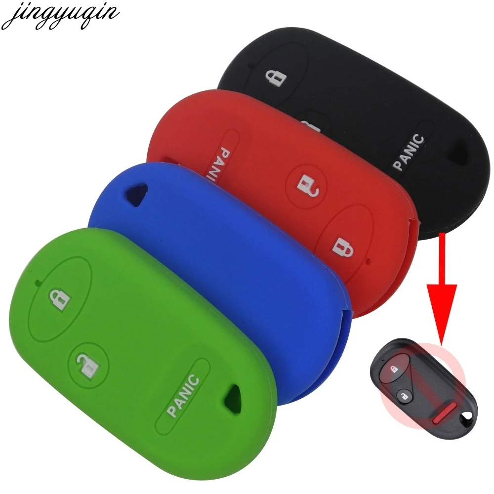 Jingyuqin 3/2+1 Buttons Silicone Remote Car-Styling Key Case Cover 2001-2005 For Honda Civic Accord Insight Pilot Key Holder