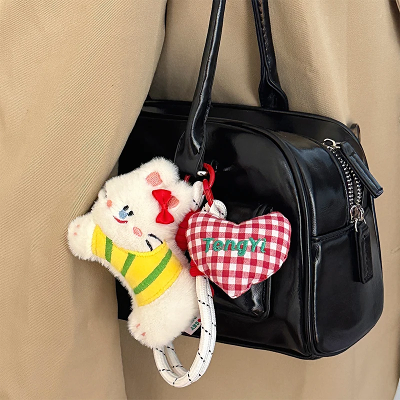 Porte-clés en peluche pour écouteurs Apple, lapin de dessin animé, poupée en peluche douce, pendentif de voiture, sac à dos, décor de sac, cadeau pour enfant
