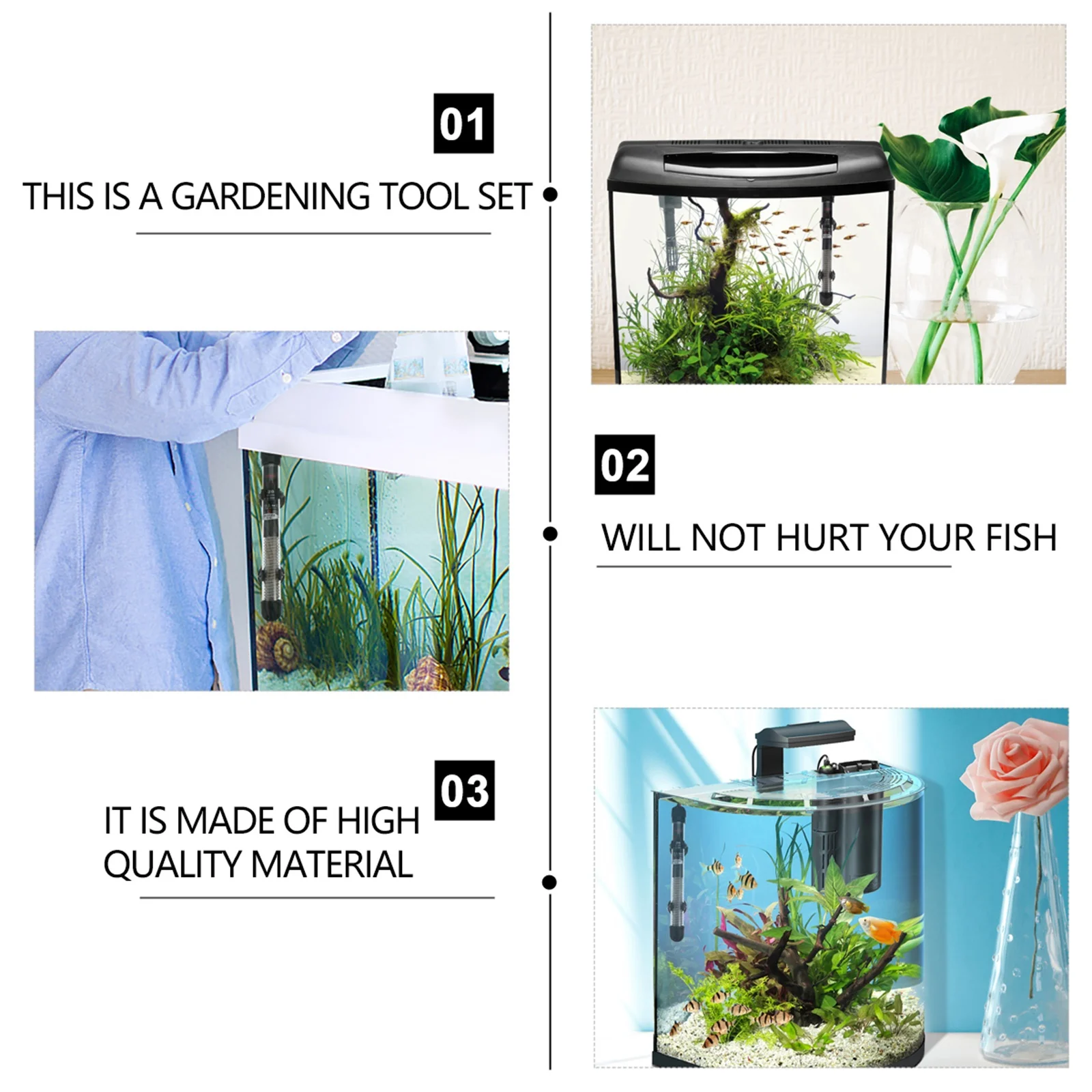 

100W Constant Temperature Fish Tank Heating Rod Explosion-Proof Automatic Aquarium Heater Adjustable Temperature Glass Heating