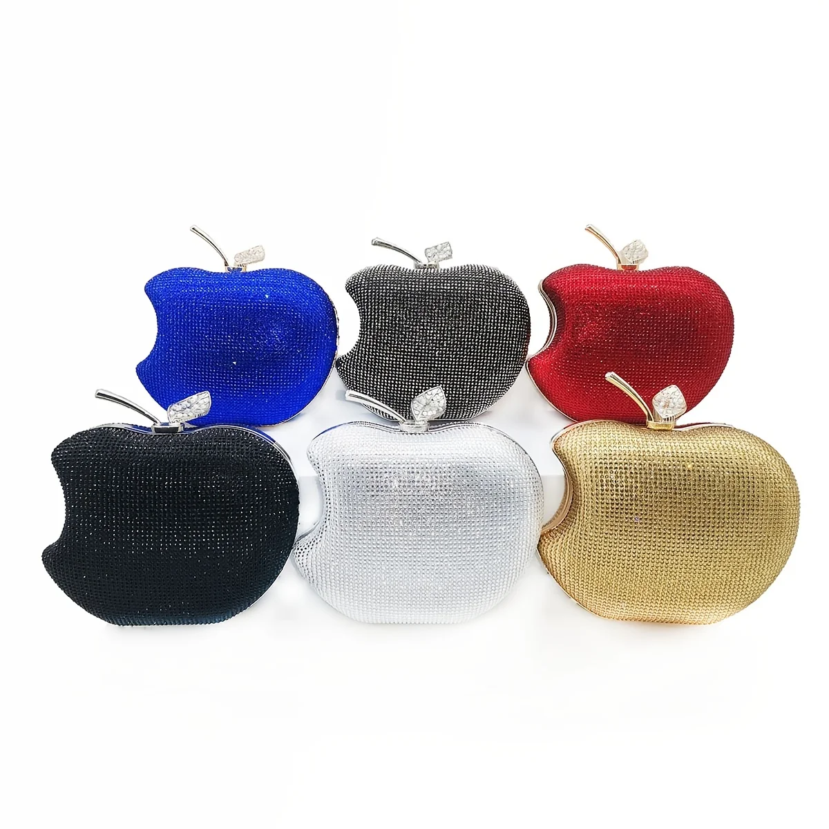 luxury rhinestone clutch bag for women apple shaped diamonds evening party purses sparkle handbags for weddings and parties