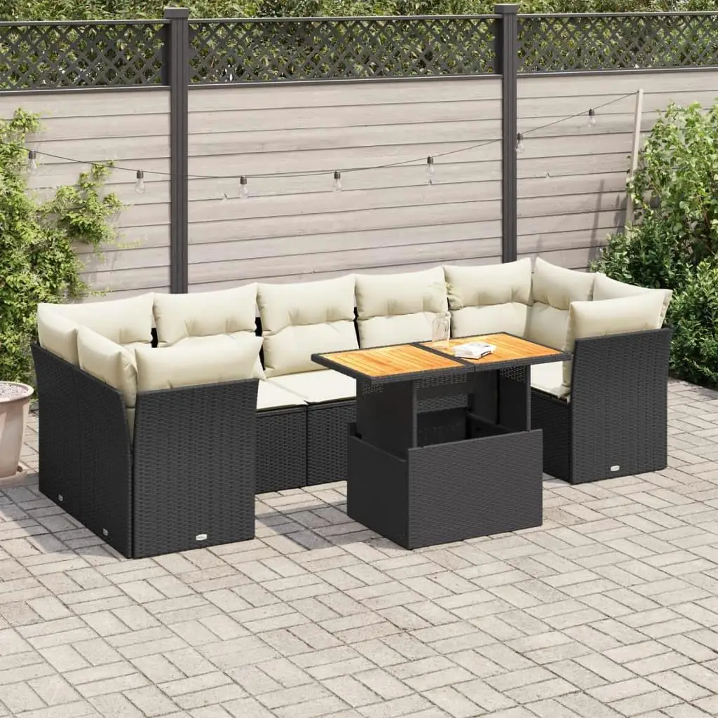 

Stylish Black and Cream White Garden Sofa Set Outdoor Furniture Comfortable Seating for Patio Balcony and Backyard