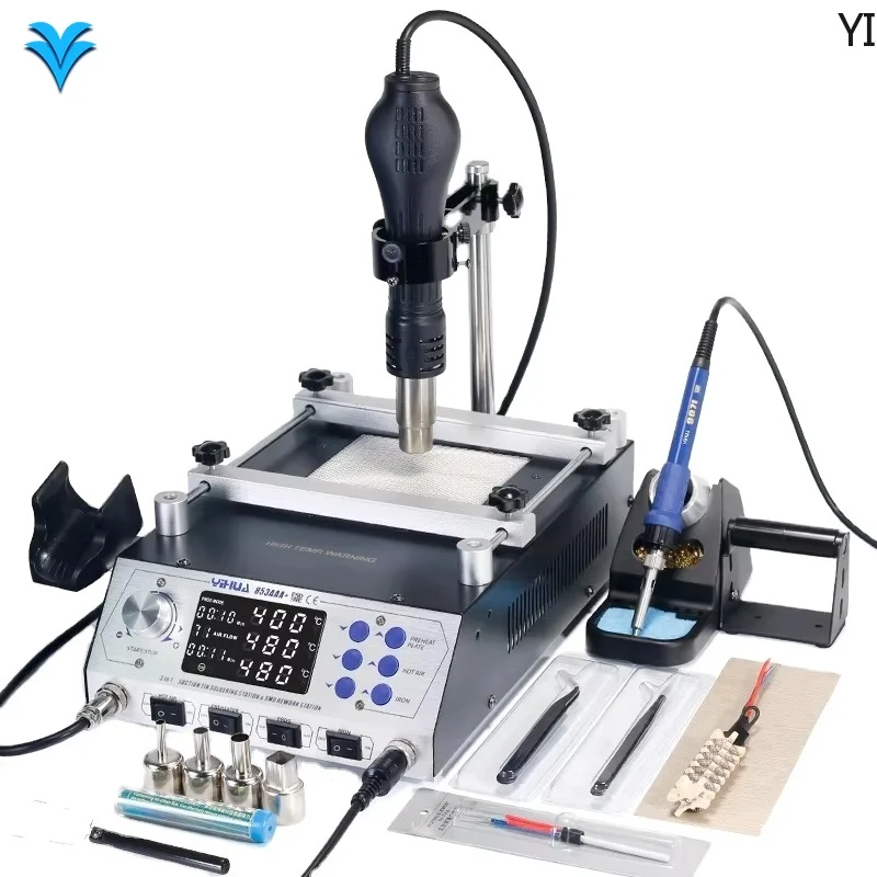 YIHUA 853AAA+ basic version 3 in 1 digital SMD soldering desoldering hot air gun preheat BGA rework soldering station