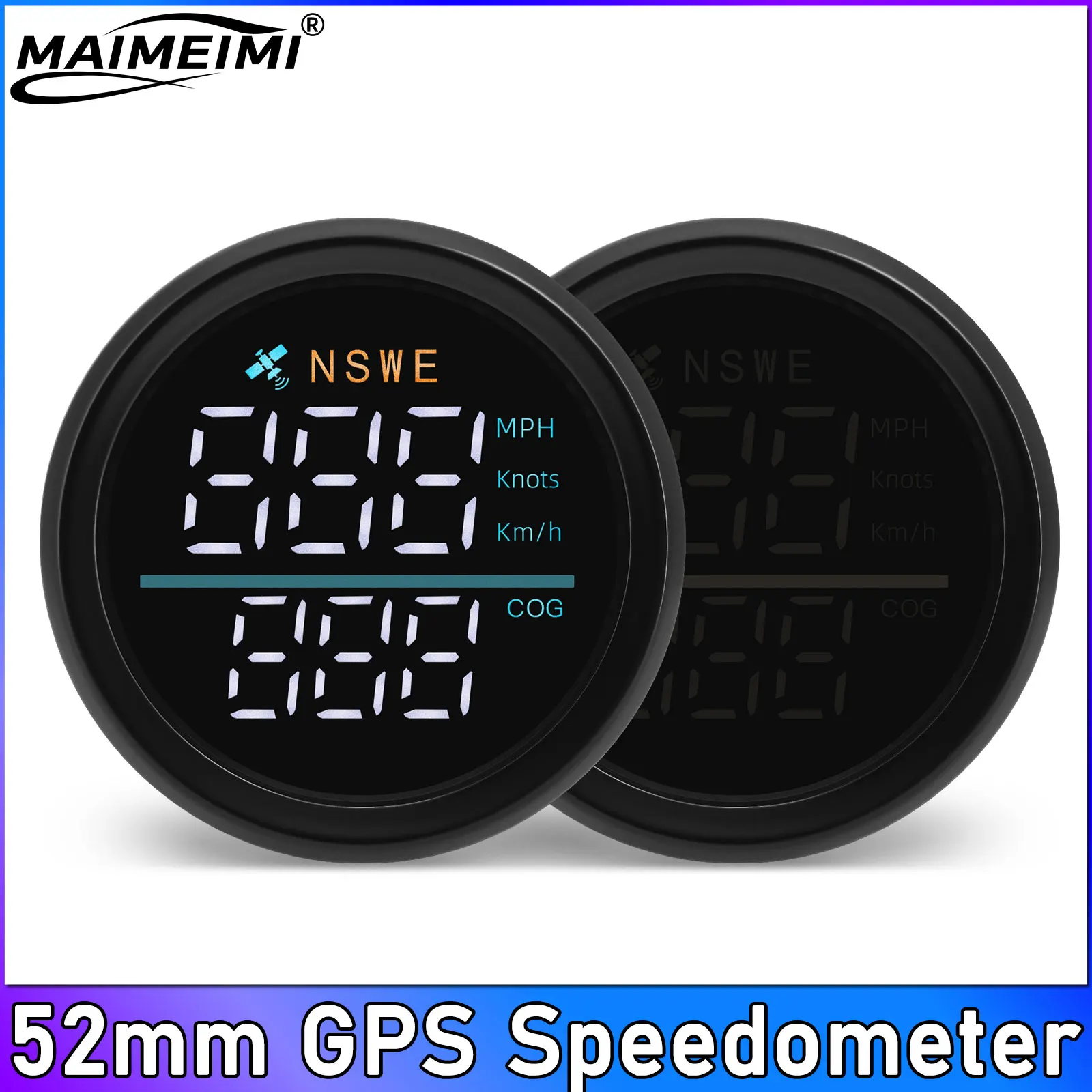 

Digital Mini 52mm GPS Speedometer + GPS Antenna MPH Knot Km/h COG Speed Gauge Speed Sensor Motorcycle Boat Meter customized
