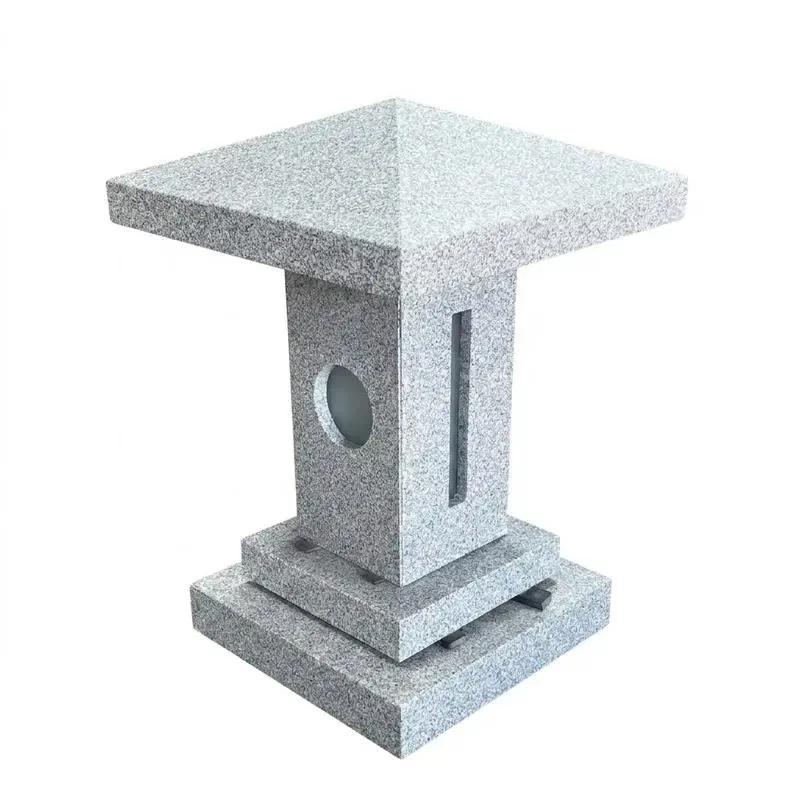Traditional American Style G603 Grey Granite Stone Lantern for Garden Landscaping Outdoor Decor