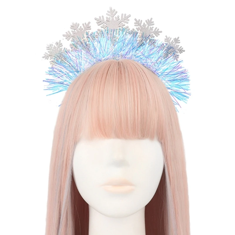 Snowflake Forma Cabelo Hoop para Adultos Adolescentes, Tinsels Headband, Carnavais, Prom Party Headpiece, Cosplay Costume Props