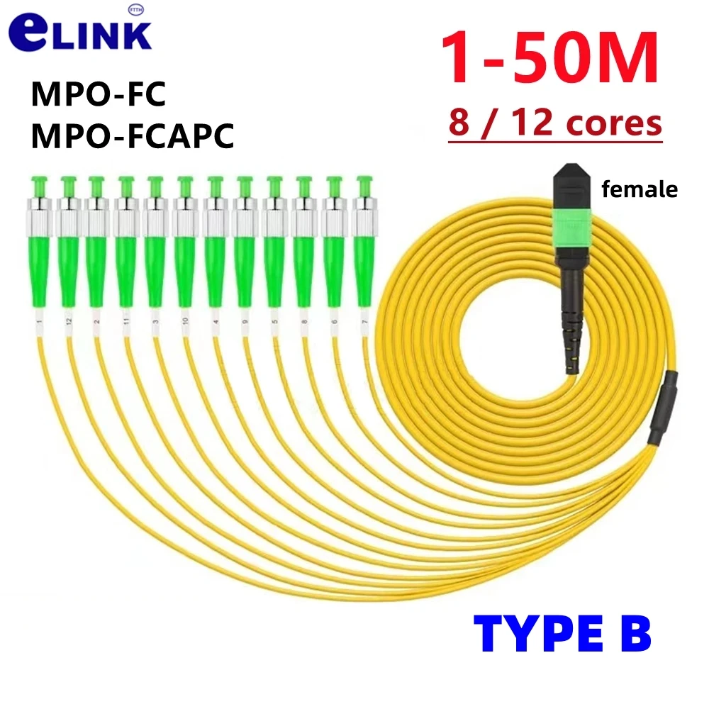 

fiber patch cord MPO-FC/APC Type B 8/12/24 cores SM female 1-50m10m MTP-8FCA 12FC fiber breakout 8C 12C ftth jumper FTTH ELINK