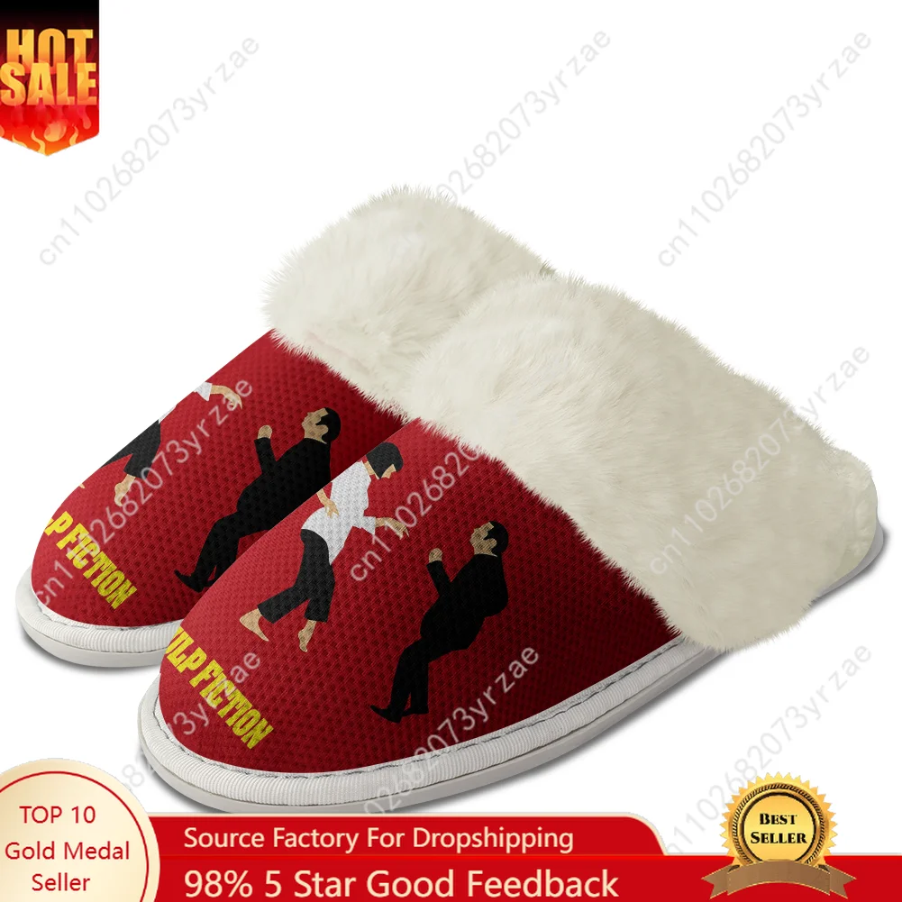 

Pulp Fiction Plush Edge Warm Shoe Men Women Home Casual Slipper Bedroom Thermal Cotton Personalized Lightweight Custom Slippers