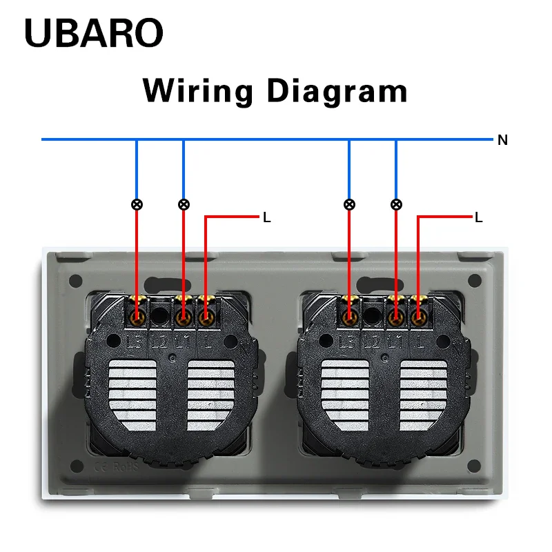 UBARO EU Russia 4 Gang Touch Light Switch With 146mm Tempered Crystal Glass Panel Electrical Interruptor 100-240V Home Appliance