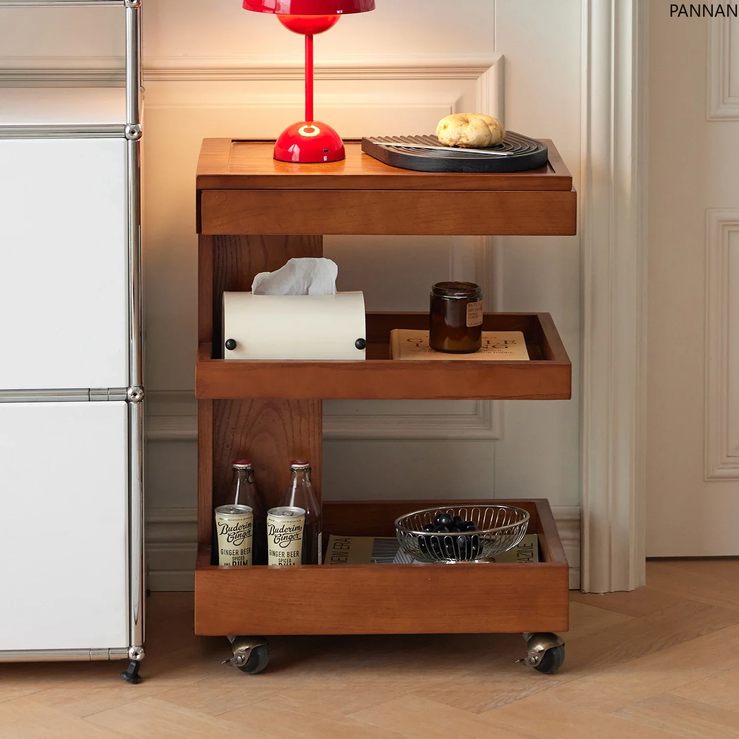 Retro mobile side few, simple and creative multi-layer cabinet, household trolley corner few