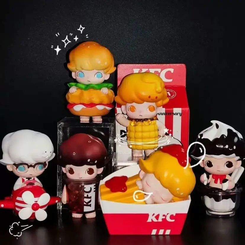 POP MART DIMOO KFC Joint SeriesAnime Action Figure Guess Bag Ornament Figurines Home Decor Desktop Dolls Model Girls Gift