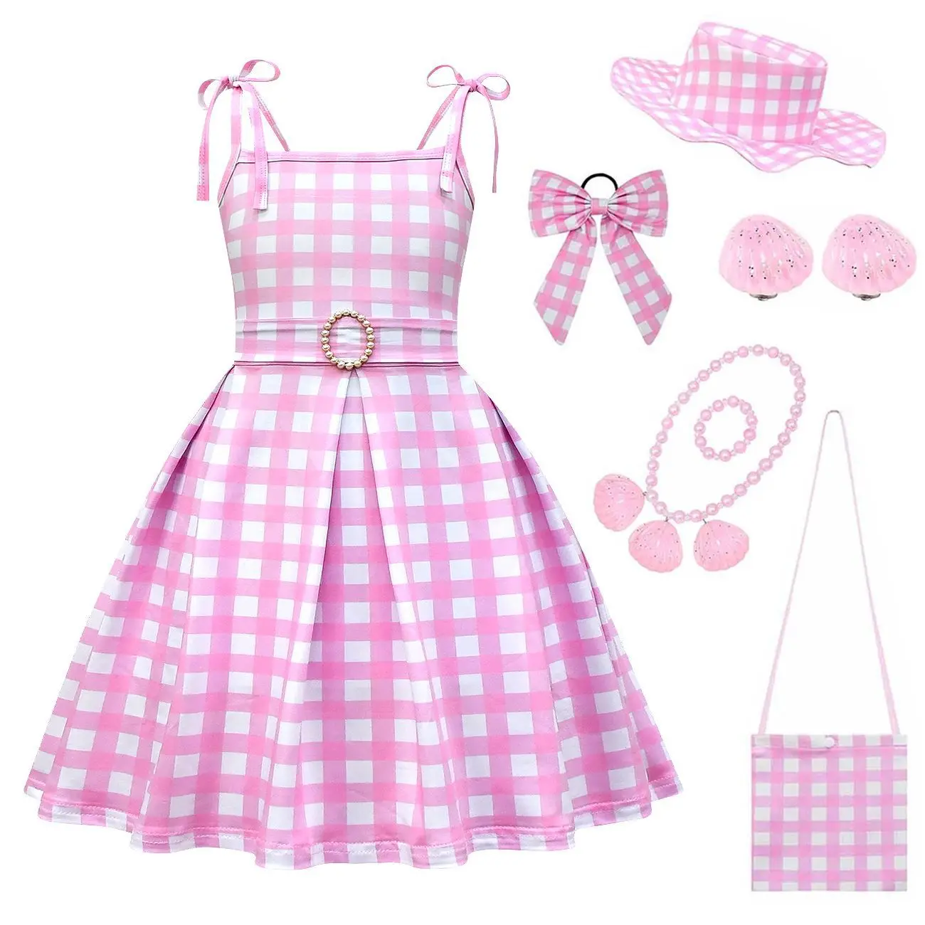 2023 New Movie Barbi Girls Boys Costume Cosplay Clothes Children Pink Halloween Carnival Kids Party Wear For 2-12 Years dress