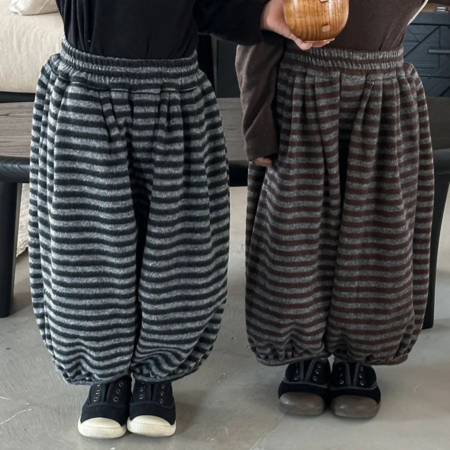 

‌2025 Autumn New Style Kids Striped Pants Unisex Wide Leg Trousers for Boys & Girls 1-8 Years Retro Comfortable Loose Fit Casual