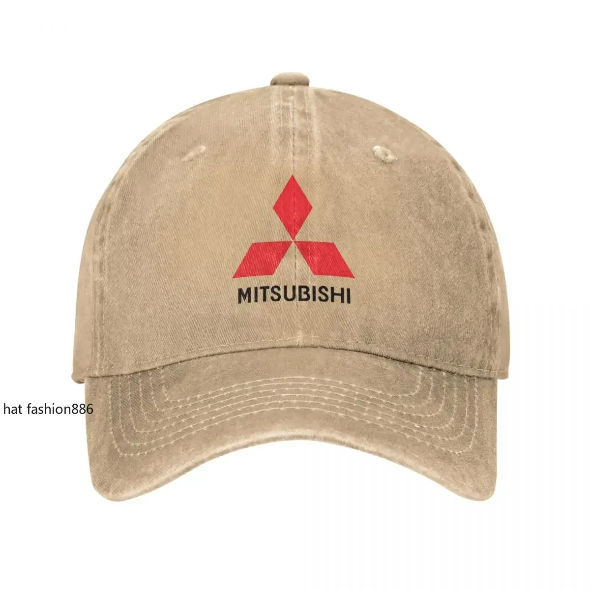 M-Mitsubishi Motors Logo Baseball Cap Fashion Distressed Denim Washed Car Cap Unisex Outdoor Activities Hats Cap