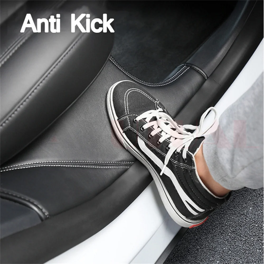 Car Rear Door Sill Protector For Tesla Model Y Leather Rear Seat Anti-dirty Mat Anti Kick Pad Model Y Car Accessories 2021-2024