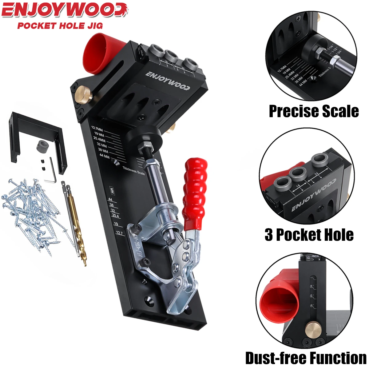 XK4 Woodworking Inclined Hole Doweling Jig Pocket Hole Jig Kit With 9.5mm Drill Bit Guide For Angled Hole Drill Bit by ENJOYWOOD