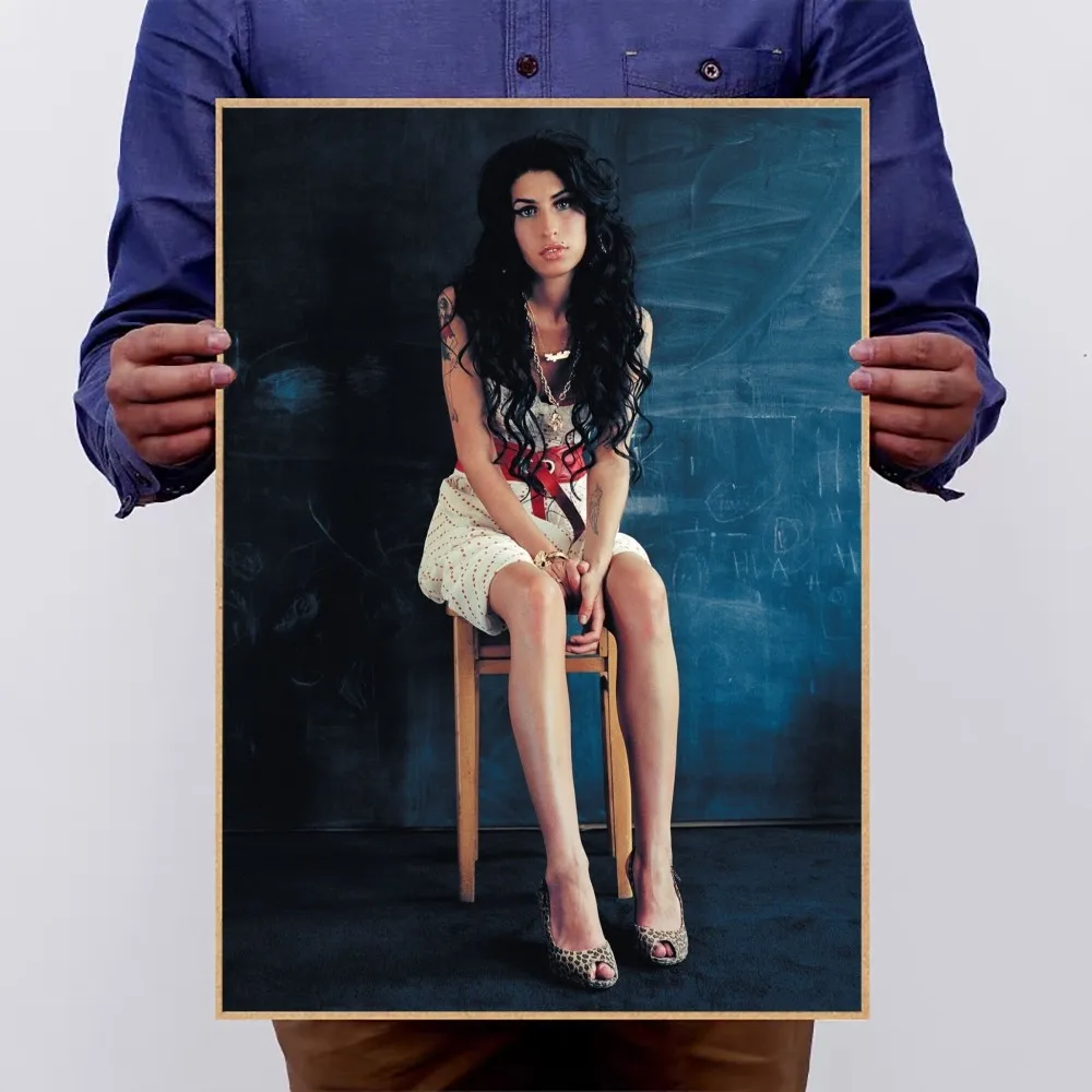 Beauty Woman Amy Winehouse Music Singer Star Poster Kraft Club Bar Paper Vintage Poster Wall Art Painting Bedroom Study Stickers