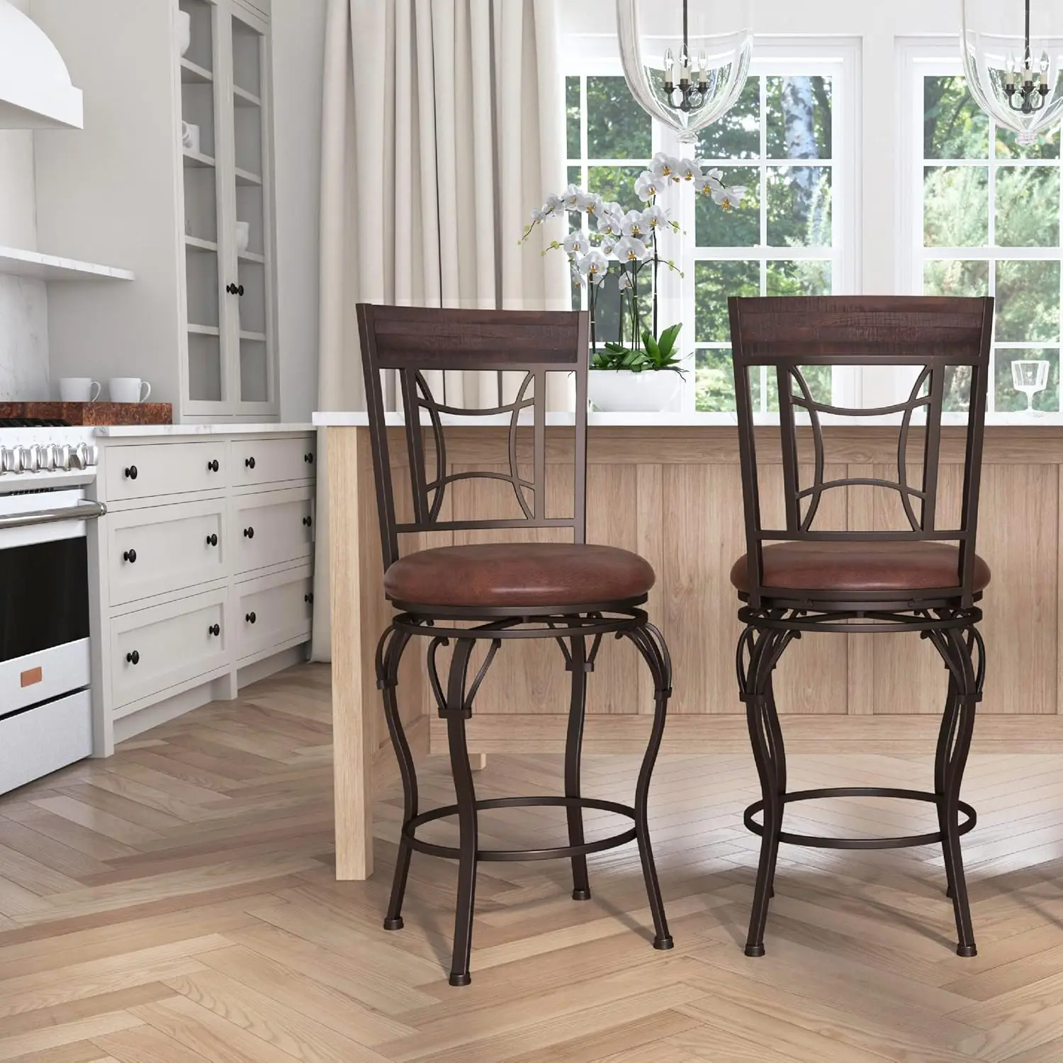 Gran Swivel Metal Counter Stool, 26"" High, Dark Chestnut Brown