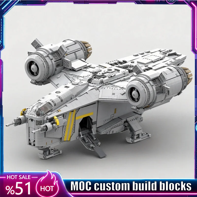 7086PCS Sci Fi Starship Spaceship Model Custom Building Blocks Diy Educational Assembly Birthday Home Collection Display Gifts