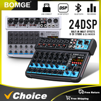 BOMGE 8 channel mini audio mixer  Line Mixer ，DC 5V，Bluetooth,48V ,24DSP  effects  for Small Clubs or Bars, Studio Recording