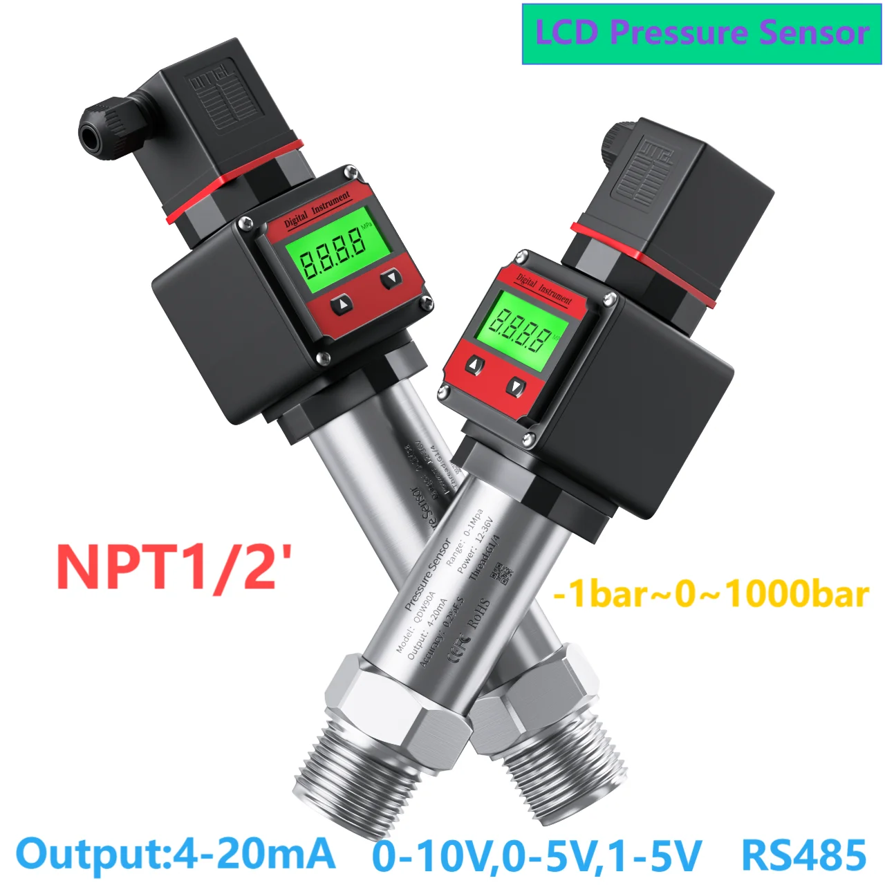 

Цифровой манометр NPT1/2 с цифровым дисплеем, 0-10 В, 0-600 бар, 20 бар, 250 бар, 50 бар, 100 бар, ЖК-датчик давления 0-5 В, 4-20 мА