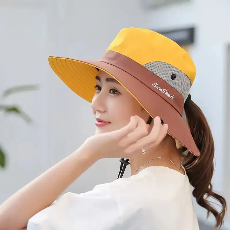 

Outdoor big edge shading couple bucket hat foldable sun hat sun protection cycling travel mountaineering travel hat women