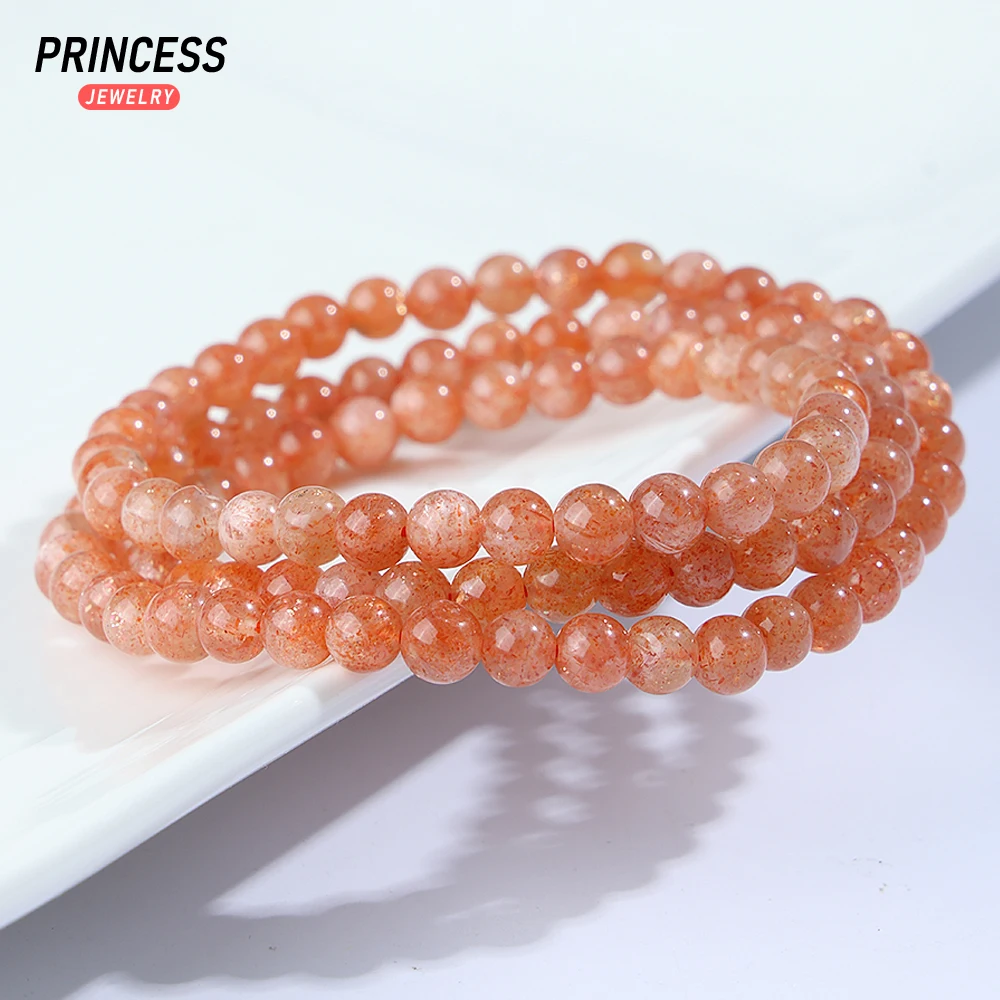 A++ 21 inches Natural Golden Sunstone Loose Gemstone Beads for Jewelry Making Bracelet Wholesale Stone Beads DIY Accessories