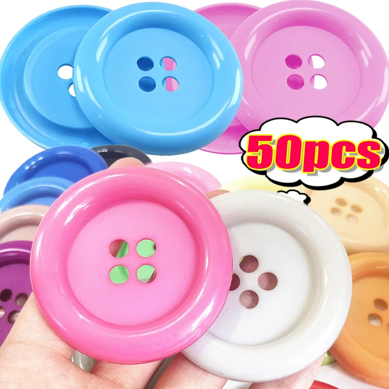 50mm Large Round 4 Holes Sewing Buttons Colorful DIY Craft Buttons Scrapbook Home Decor Garment Clothing Sewing Accessories