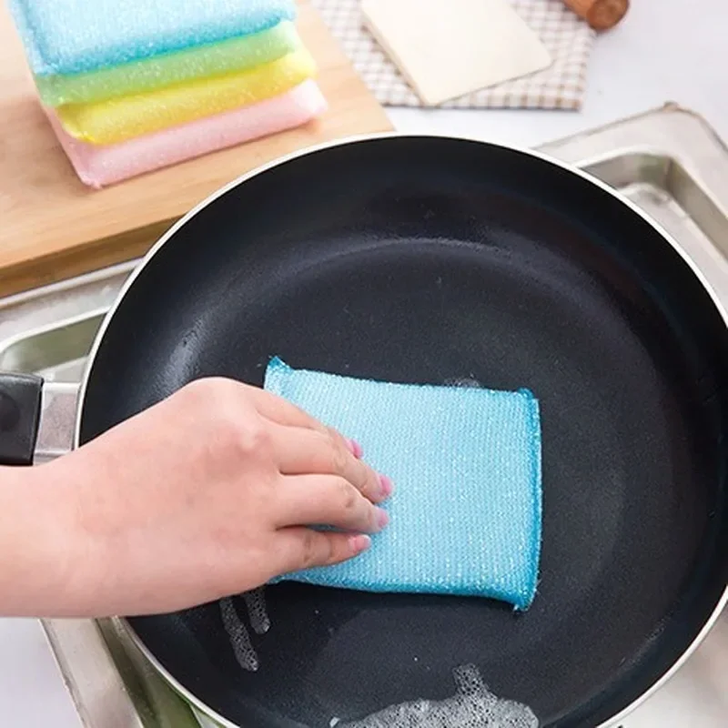 4 Pcs Kitchen Nonstick Oil Scouring Pad Oil Cleaning Cloth Washing Cloth To Wash Towel Brush Bowl Wash Cloth Dish Sponge