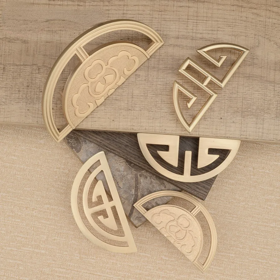 32-64mm Hole Distance Handles for Wardrobe and Drawer New Chinese Style Golden Furniture Handle Bedroom Cabinets Pulls