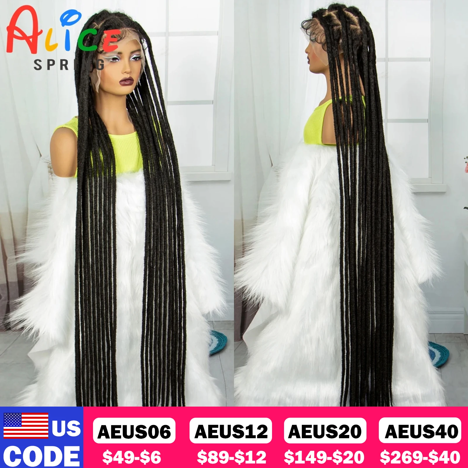 

Парики супердлинные синтетические плетеные на сетке, 60 дюймов, прозрачные косички без контура, в коробке, для черных женщин, для плетения крючком