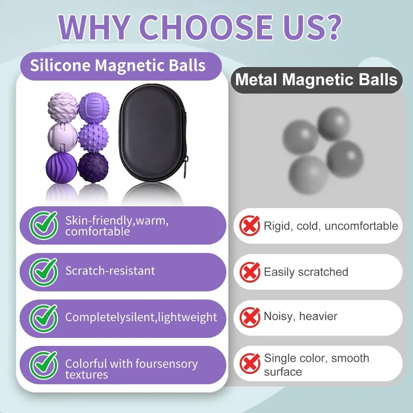لعبة تململ مغناطيسية كرات سيليكون لتخفيف الضغط المغناطيسي لعبة تململ محمولة من السيليكون للتركيز وتخفيف التوتر والقلق #6