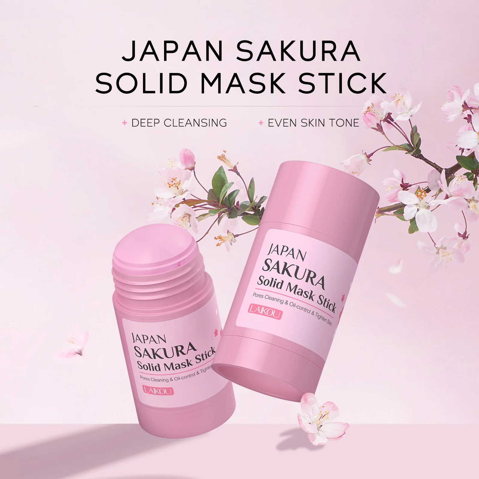 LAIKOU Sakura Solid Face Mask Stick Deep Cleanser Facial Mask Reduces Blackhead Pores Oil Control Moisturizing Mud Face Mask 45g