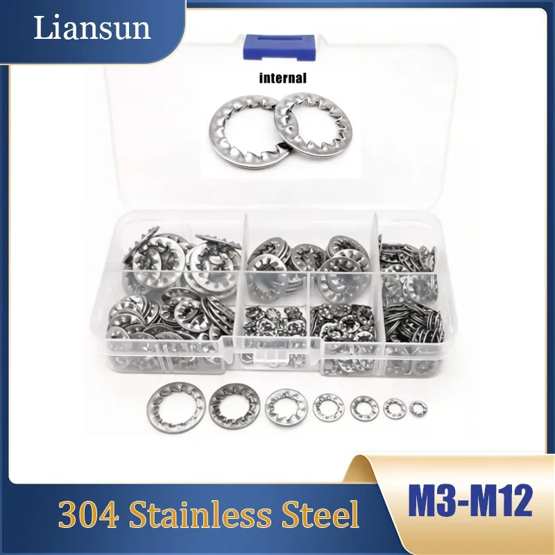 

270Pcs Internal Toothed Serrated Lock Washer Gasket set M3 M4 M5 M6 M8 M10 M12 Stainless Steel Serrated Lock Washer Shakeproof