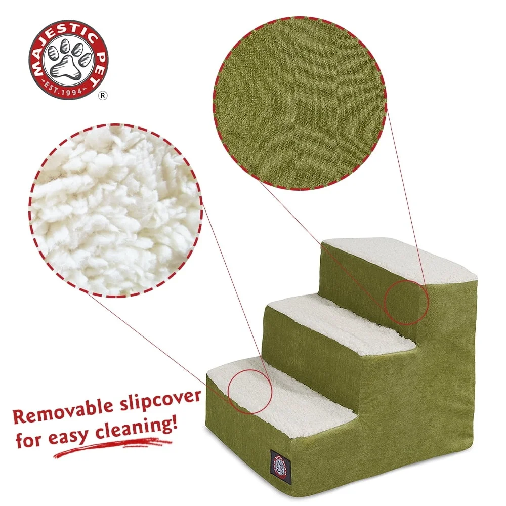 سلالم الحيوانات الأليفة 3 خطوات غطاء قابل للغسل في الغسالة قابل للإزالة للكلاب والقطط للاستخدام الداخلي دعم مشترك سهل الوصول 18 × 16 × 15 بوصة