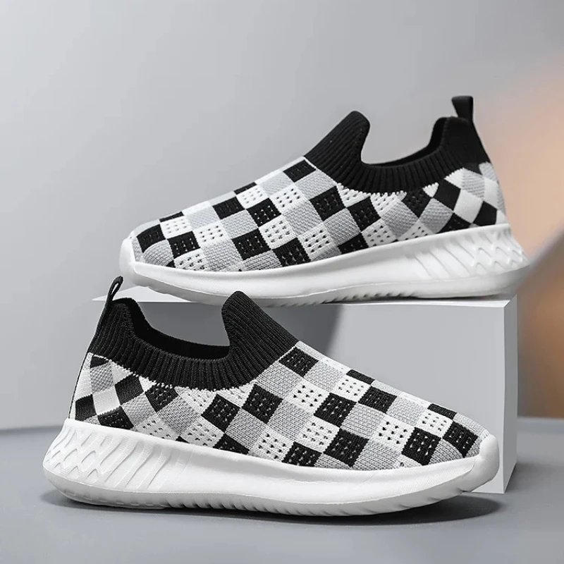 

Детская обувь для девочек, слипоны для малышей, обувь для первых шагов, осенние нескользящие классические кроссовки в клетку для мальчиков и девочек, спортивная обувь