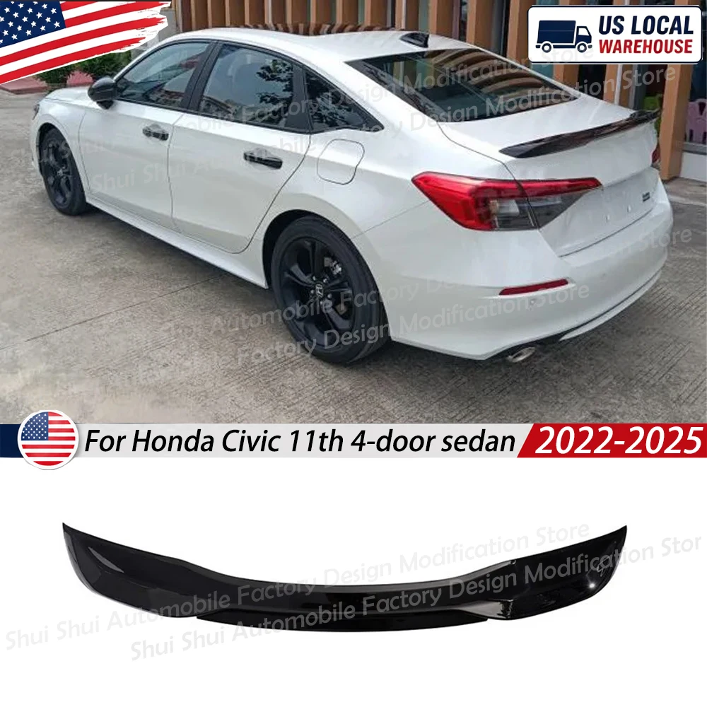 

USA Local Rear Trunk Spoiler Wing for Honda Civic 11th 2022-2025 4-Door Sedan Roof Lip Spoiler Tail Fin Body kits Accessories