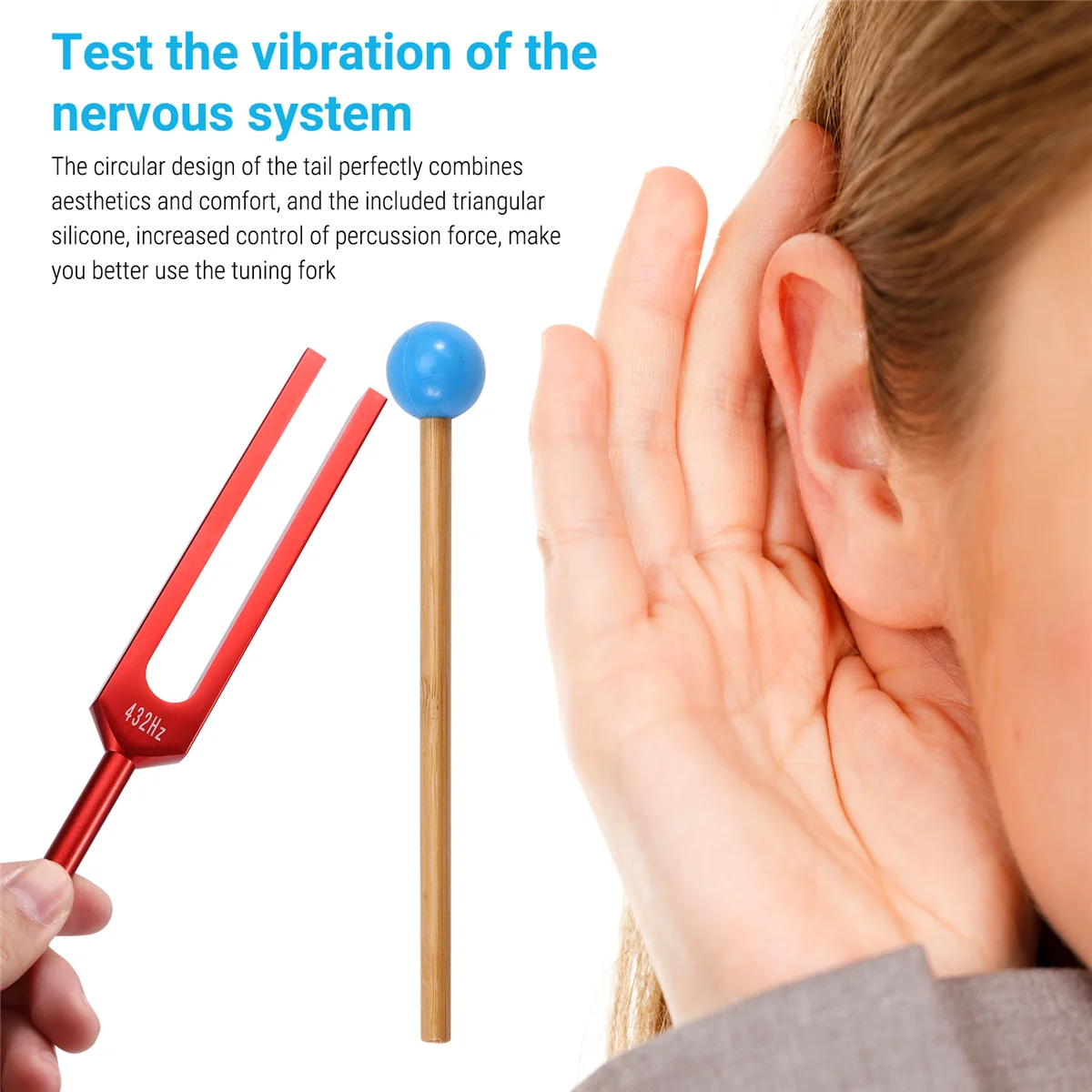 شوكة ضبط 432 هرتز للشفاء العقلية والاسترخاء شقرا لتقوية تخفيف التوتر، شوكة ضبط من سبائك الألومنيوم باللون الأحمر #4