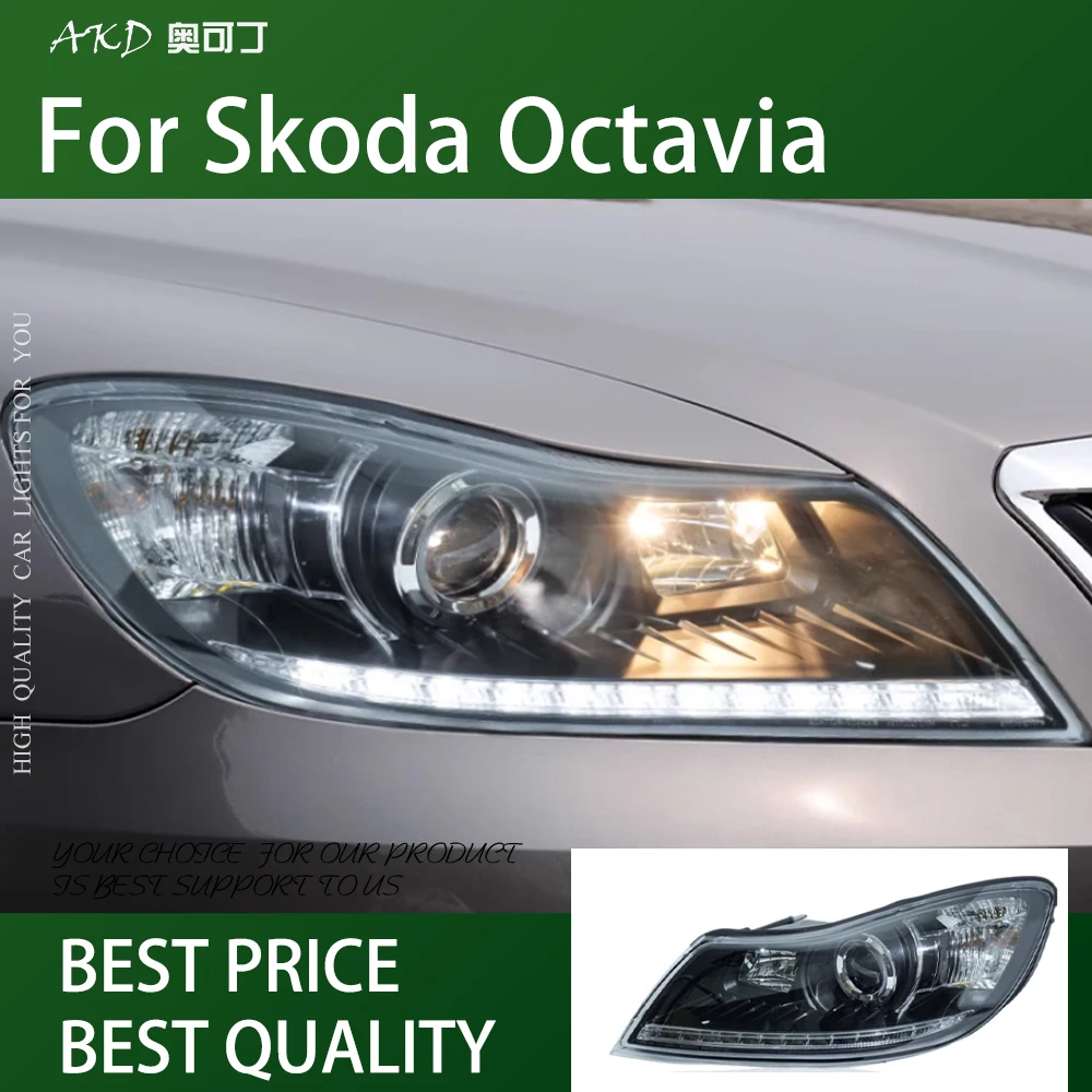 

For SKODA Octavia Headlight 2009-2014 12V H7 LED Fog Lights DRL Day Running Light Tuning Car Accessories Octavia AKD Head Lamp