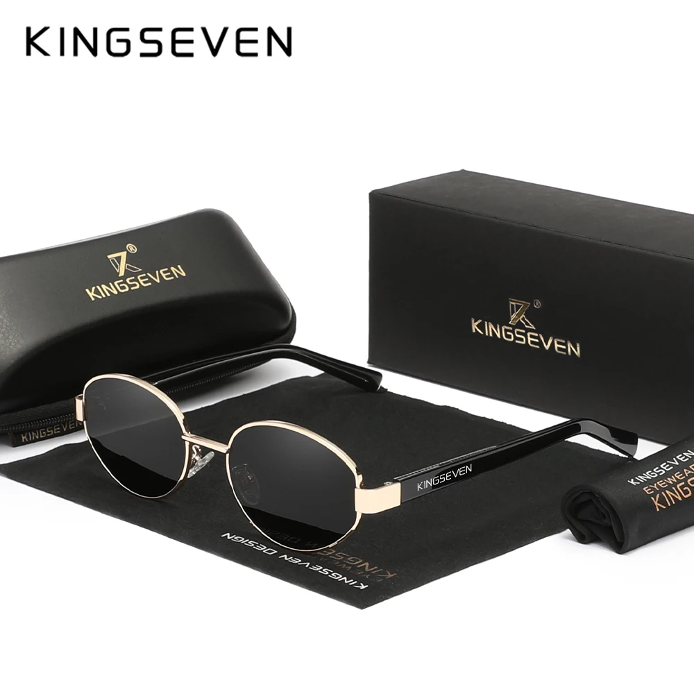 KINGSEVEN Retro Oval Sunglasses Women Men Polarized UV400 Alloy Anti-glare Fashion Glasses Driving Leopard Accessory Eyewear