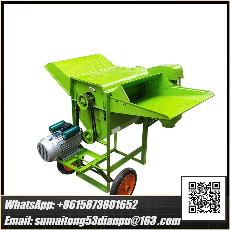 100-200KG/H Wheat Thresher Agricultural Soybean Sorghum Sesame Rice Threshing Machine Full Feeding Wheat Threshing Equipment