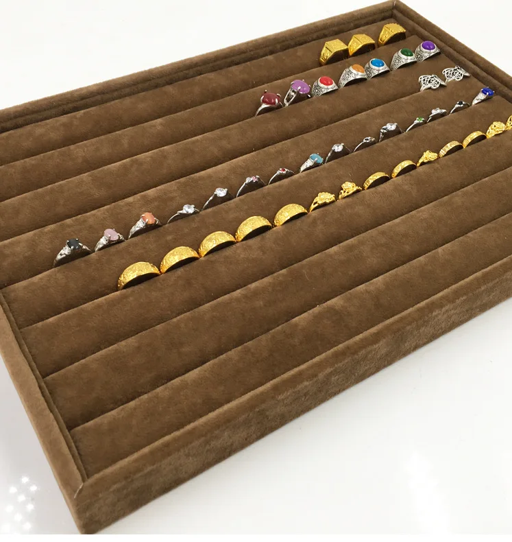 35X24X3Cm Flannel Jewelry Tray 100 Digit Ring Display Storage Jewelry Display Props Ring Trays Dedicated Dustproof Plastic Cover
