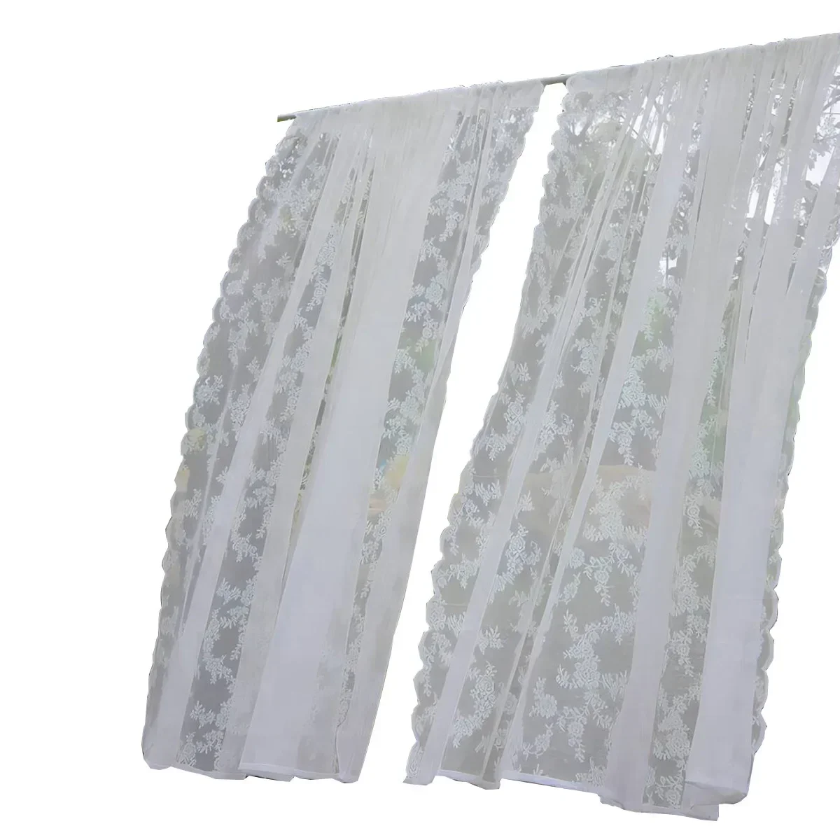 NH4042 window screen European and American pastoral semi-shading finished product ready-made lace gauze curtain