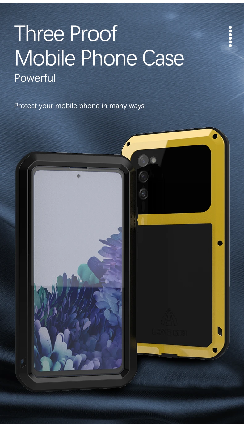 Love Mei Powerful Phone Cases For Samsung Galaxy S23 S22 S21 S20 Fe Plus Note20 Ultra Metal Armor Shock Dirt Proof Water Case
