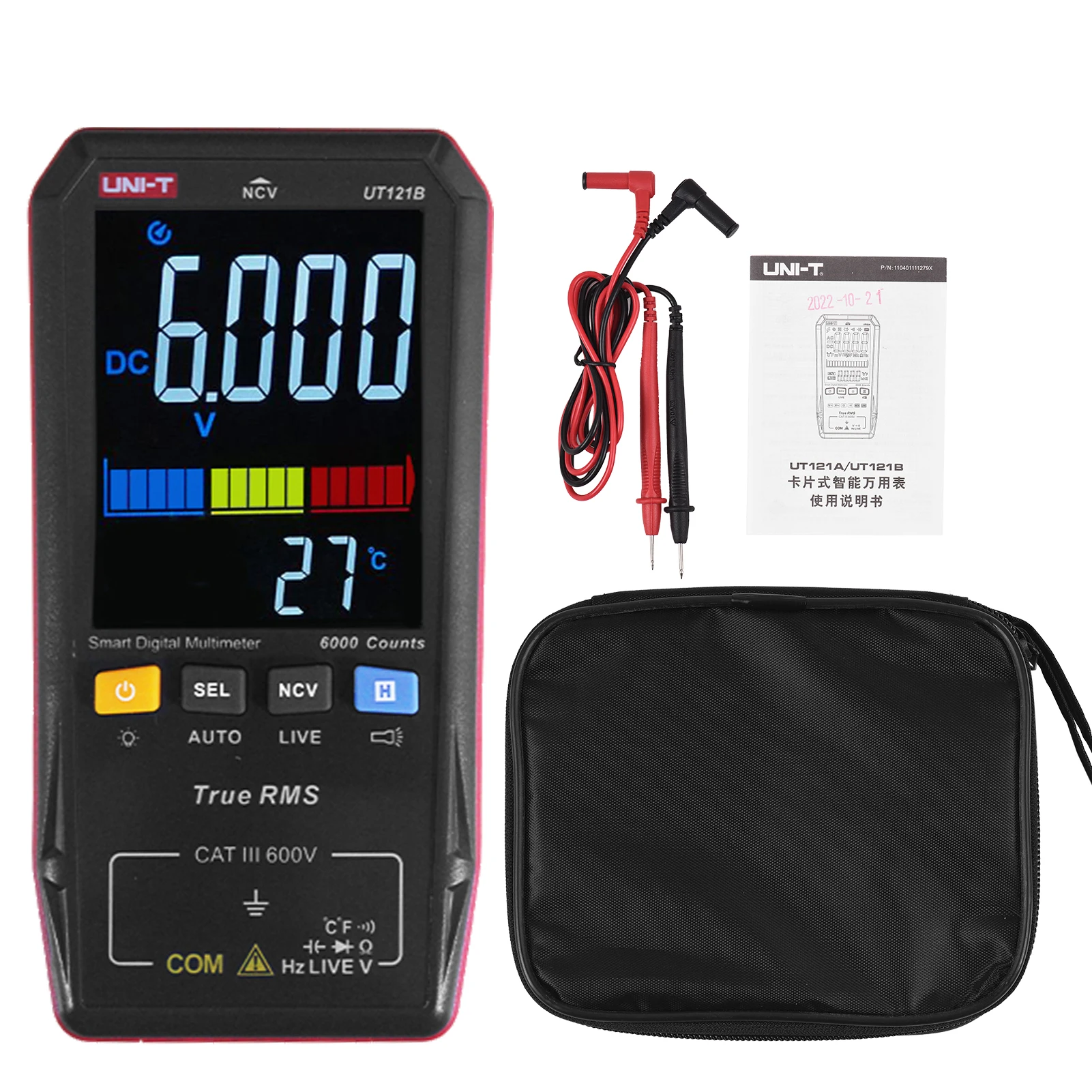 

UNI-T UT121B Smart Digital Multimeter Portable Tester Multiple Meter Voltmeter with Flashlight LCD Colored Screen Universal