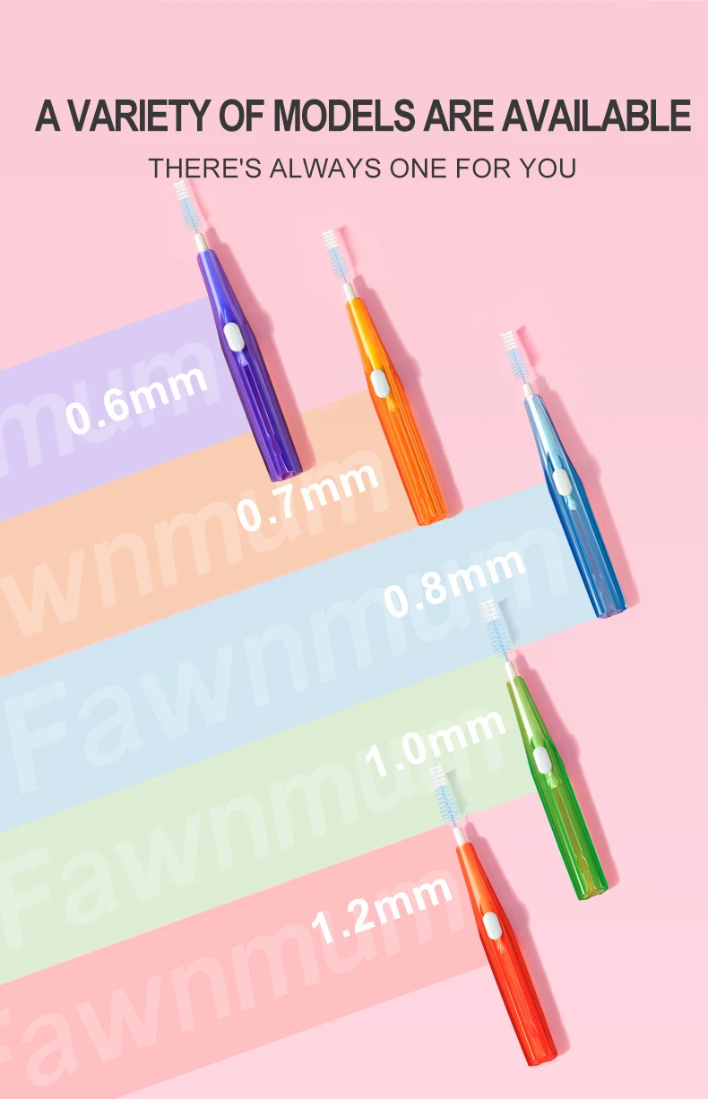 Fawnmum Interdentalbürste, reinigt zwischen den Zähnen, Zahnbürste, Reinigung, Mundwerkzeuge, Zahnkieferorthopädie, tragbar, 0,6–1,2 mm – Detail 5