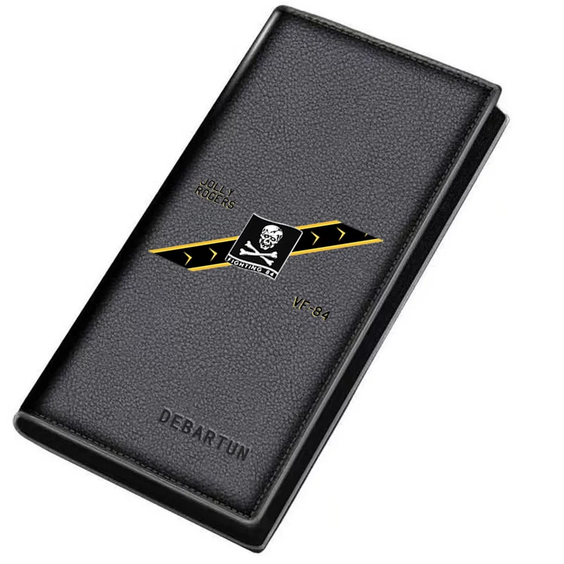 Skull crossbones black flag yellow design Men's Long Wallets Business Stylish Printing Design Casual Use Christmas Valentine's F