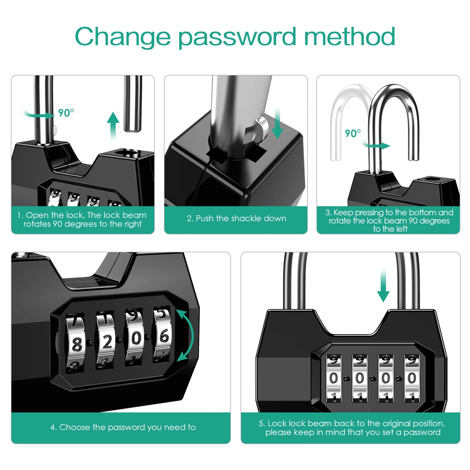 4 Digit Lock for Travel Luggage Padlock Vault Password Padlock Anti-theft Lock Cabinet Door Outdoor Gym Safely Code Lock