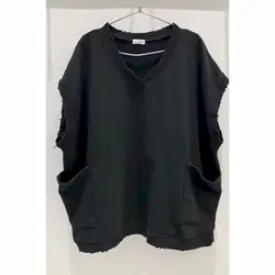 Oversized Vest Women Fashion Pocket Burnout Design V-neck Sleeveless T Shirt Spring Summer Trend Loose Vests Aesthetic Clothes